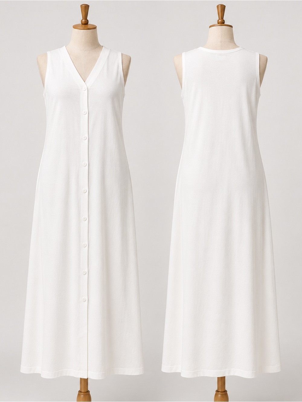COMMENSE Sleeveless V-Neck Button-Front